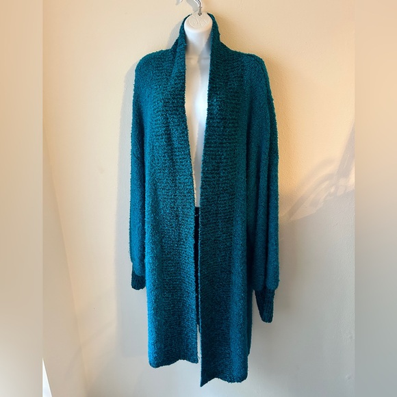 FOCAL POINT LONG SWEATER JACKET TURQUOISE 3X - Picture 1 of 4